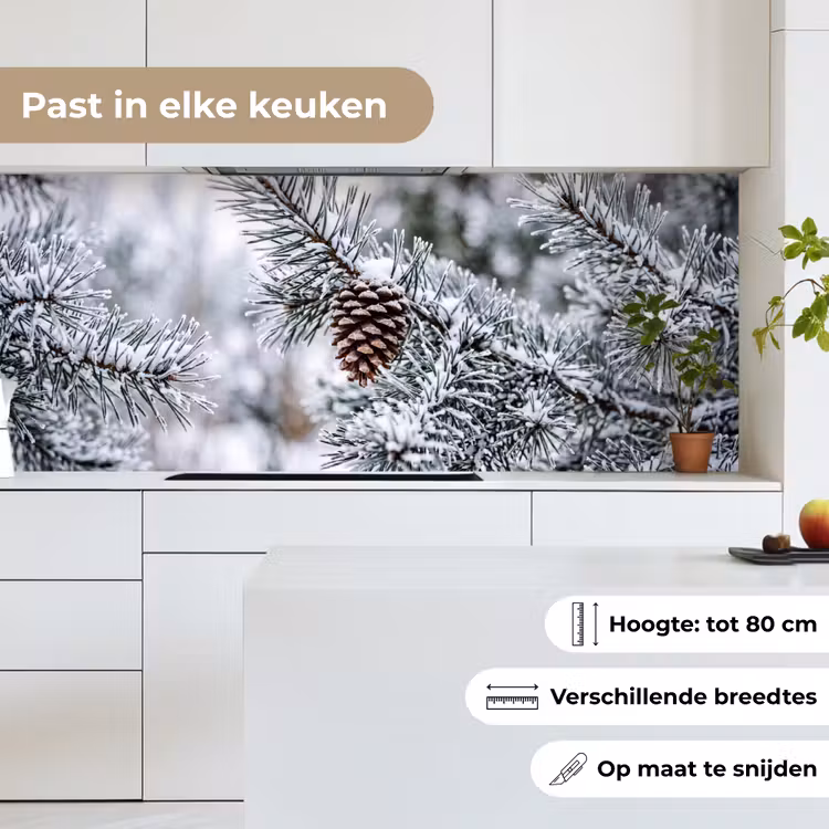 Keuken achterwand - Dennenappel - Tak - Sneeuw - Winter - Sfeervol — 4