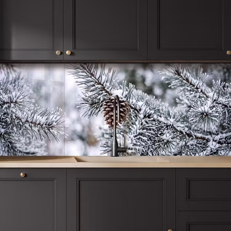 Keuken achterwand - Dennenappel - Tak - Sneeuw - Winter - Sfeervol — 6