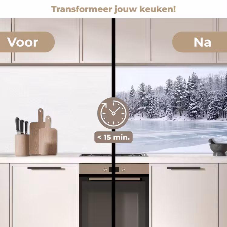Keuken achterwand - Meer - Dennen - IJs - Winter - Rustgevend — 2
