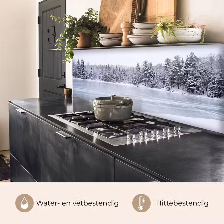 Keuken achterwand - Meer - Dennen - IJs - Winter - Rustgevend — 3