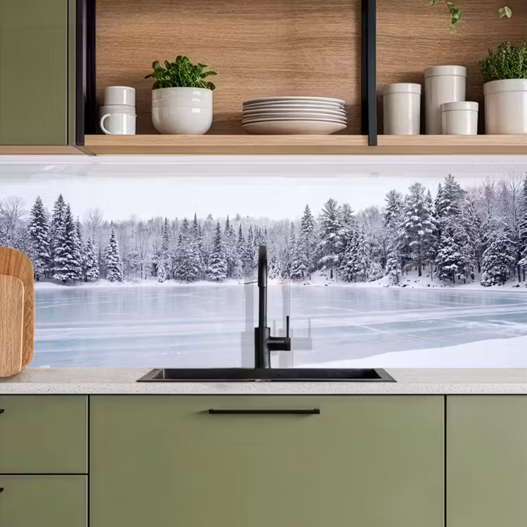 Keuken achterwand - Meer - Dennen - IJs - Winter - Rustgevend — 5