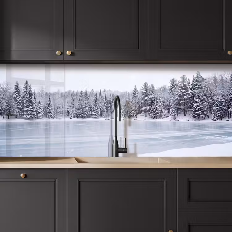 Keuken achterwand - Meer - Dennen - IJs - Winter - Rustgevend — 6