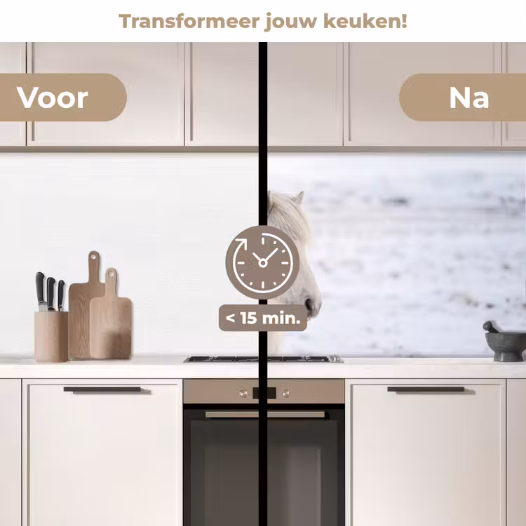 Keuken achterwand - Paard - Kop - Winter - Dieren - Wit — 2