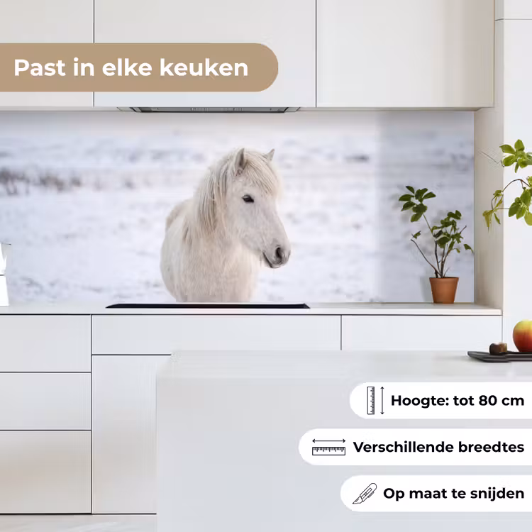 Keuken achterwand - Paard - Kop - Winter - Dieren - Wit — 4