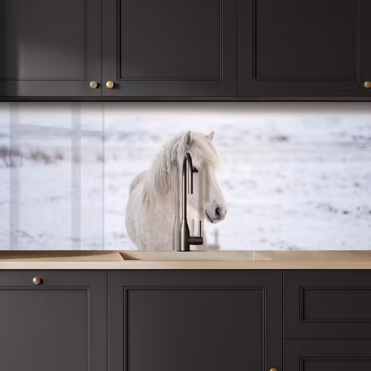 Keuken achterwand - Paard - Kop - Winter - Dieren - Wit — 6