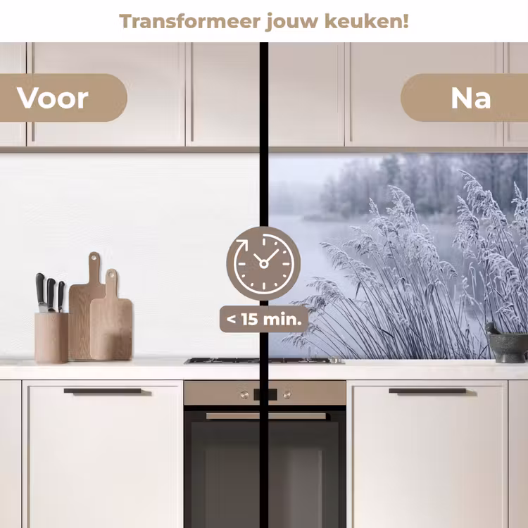 Keuken achterwand - Riet - Bevroren - Winter - Natuur — 2