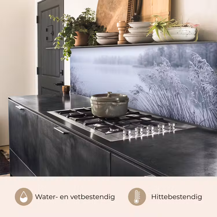 Keuken achterwand - Riet - Bevroren - Winter - Natuur — 3