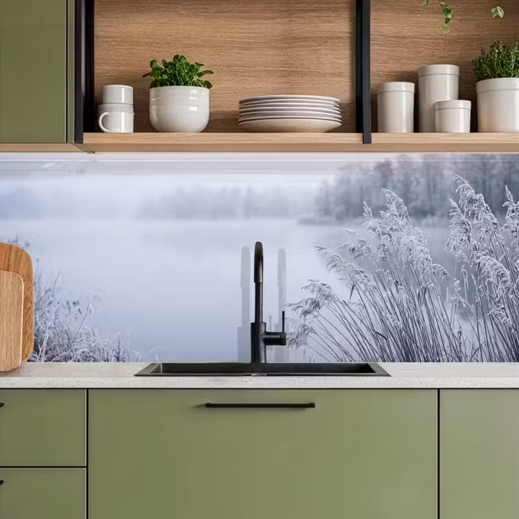 Keuken achterwand - Riet - Bevroren - Winter - Natuur — 5