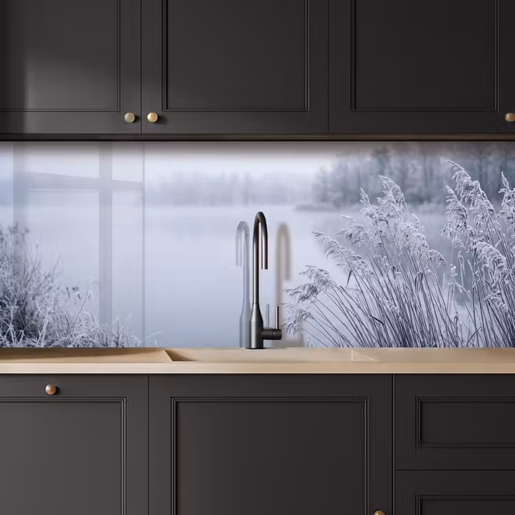 Keuken achterwand - Riet - Bevroren - Winter - Natuur — 6