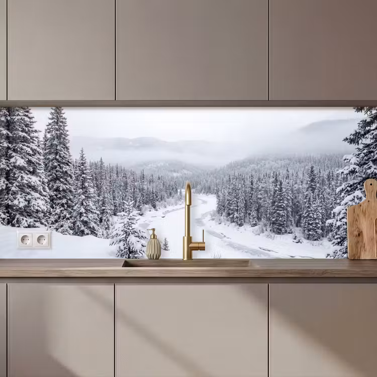 Keuken achterwand - Rivier - Bevroren - Landschap - Winter — 1