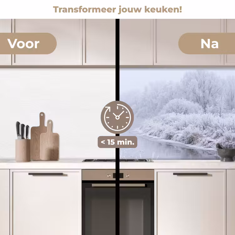 Keuken achterwand - Rivier - Sneeuw - Bos - Winter - Schilderachtig — 2
