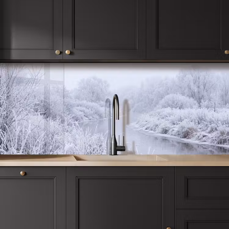 Keuken achterwand - Rivier - Sneeuw - Bos - Winter - Schilderachtig — 6
