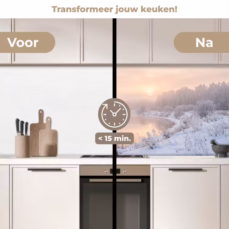 Keuken achterwand - Rivier - Winter - Landschap - Sneeuw - Zonsopgang — 2