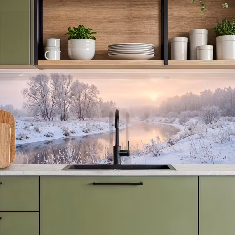 Keuken achterwand - Rivier - Winter - Landschap - Sneeuw - Zonsopgang — 5