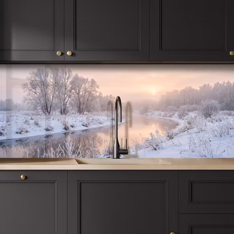 Keuken achterwand - Rivier - Winter - Landschap - Sneeuw - Zonsopgang — 6