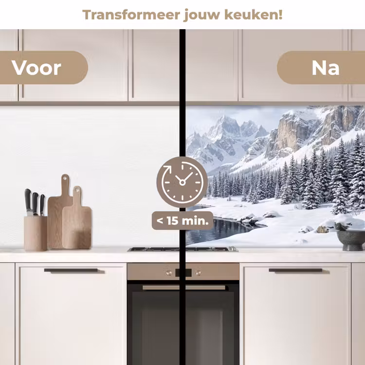 Keuken achterwand - Sneeuwlandschap - Bergen - Rivier - Winter — 2