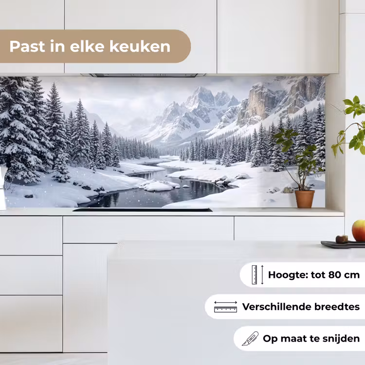 Keuken achterwand - Sneeuwlandschap - Bergen - Rivier - Winter — 4