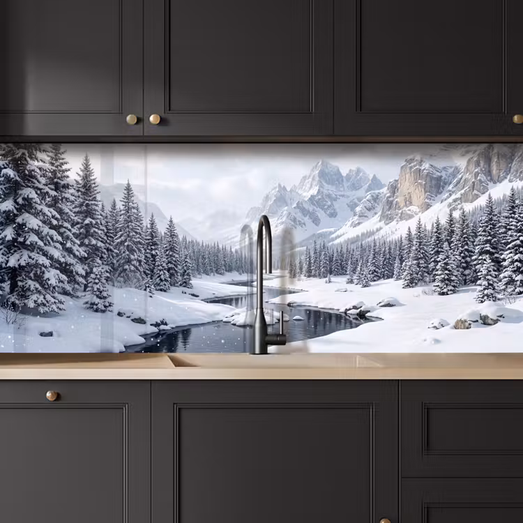 Keuken achterwand - Sneeuwlandschap - Bergen - Rivier - Winter — 6