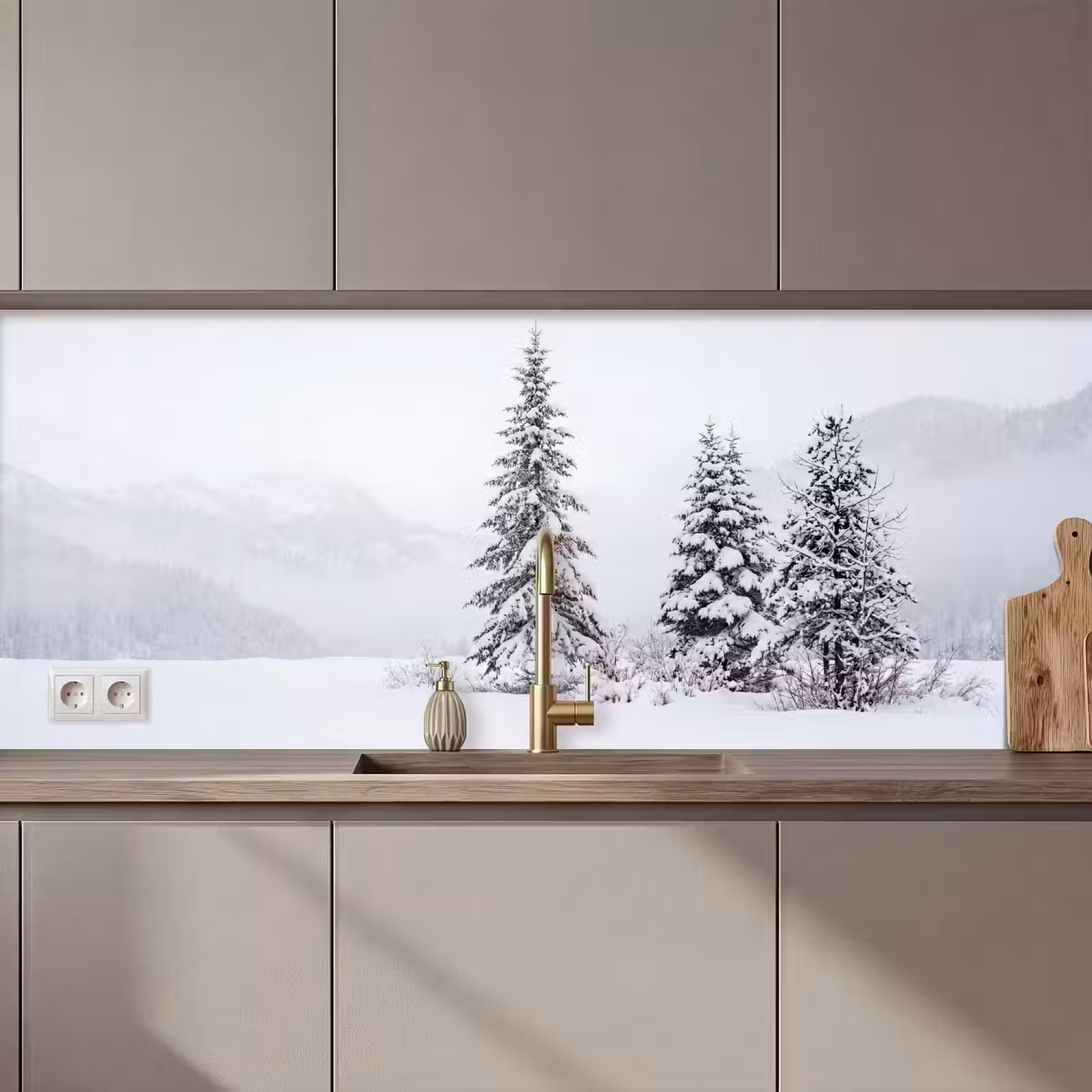 Keuken achterwand - Fijnsparren - Sneeuw - Winter - Landschap - Stilte — 1
