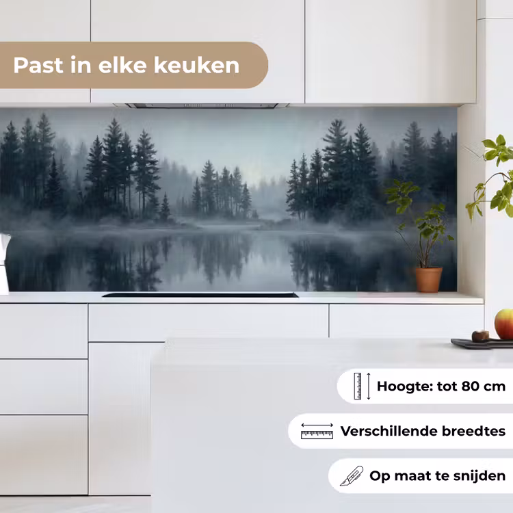 Keuken achterwand - Bos - Meer - Mist - Natuur - Grijs — 4
