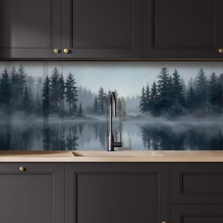 Keuken achterwand - Bos - Meer - Mist - Natuur - Grijs — 6