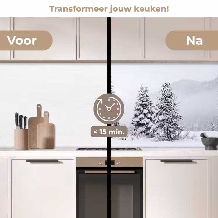 Keuken achterwand - Fijnsparren - Sneeuw - Winter - Landschap - Stilte — 2