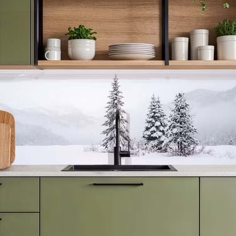 Keuken achterwand - Fijnsparren - Sneeuw - Winter - Landschap - Stilte — 5