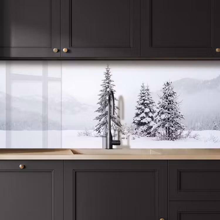 Keuken achterwand - Fijnsparren - Sneeuw - Winter - Landschap - Stilte — 6