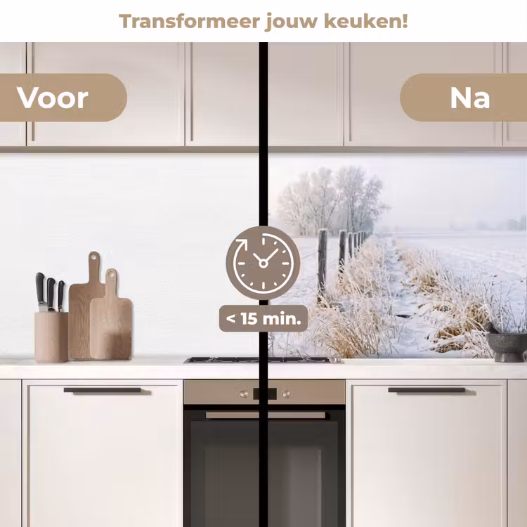 Keuken achterwand - Hek - Sneeuw - Mist - Platteland - Nostalgisch — 2