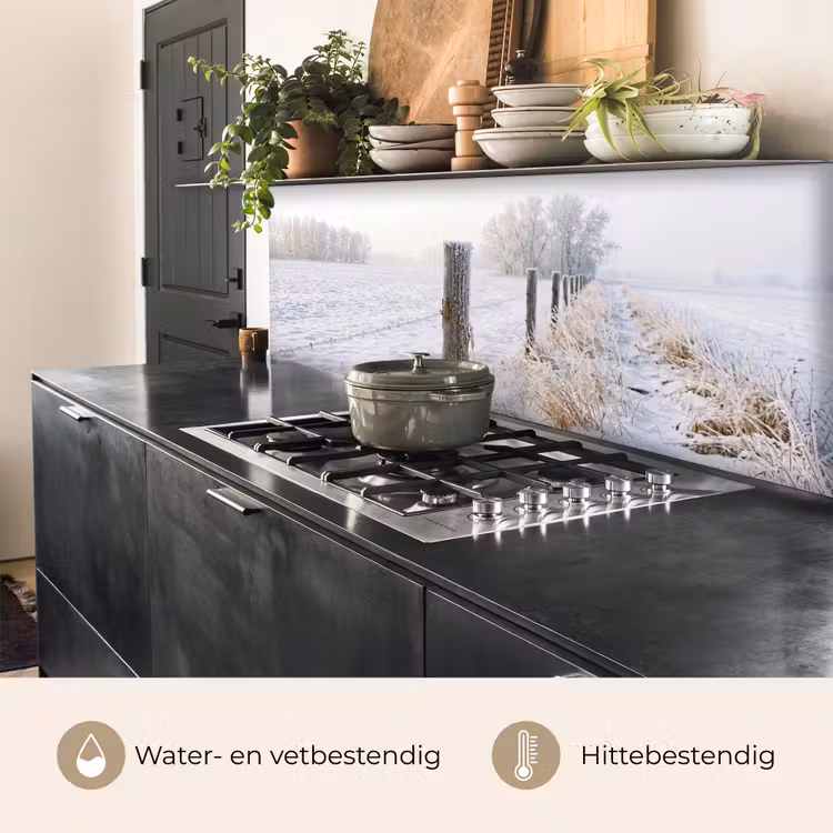 Keuken achterwand - Hek - Sneeuw - Mist - Platteland - Nostalgisch — 3