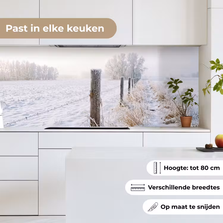 Keuken achterwand - Hek - Sneeuw - Mist - Platteland - Nostalgisch — 4