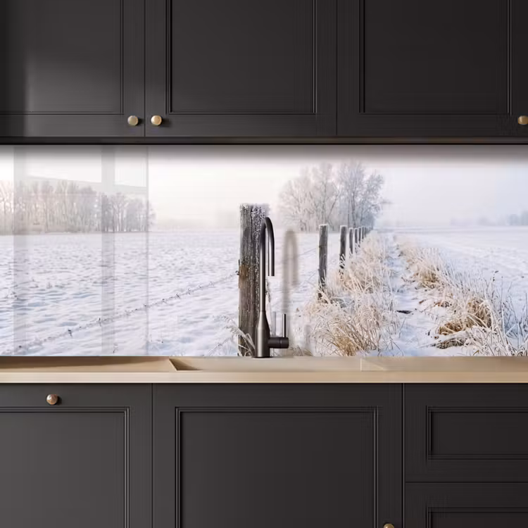 Keuken achterwand - Hek - Sneeuw - Mist - Platteland - Nostalgisch — 6
