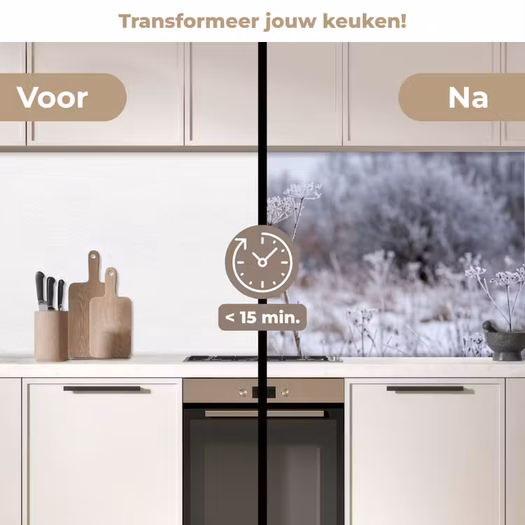 Keuken achterwand - Schermbloem - Rijp - Kristallen - Winter - Delicaat — 2
