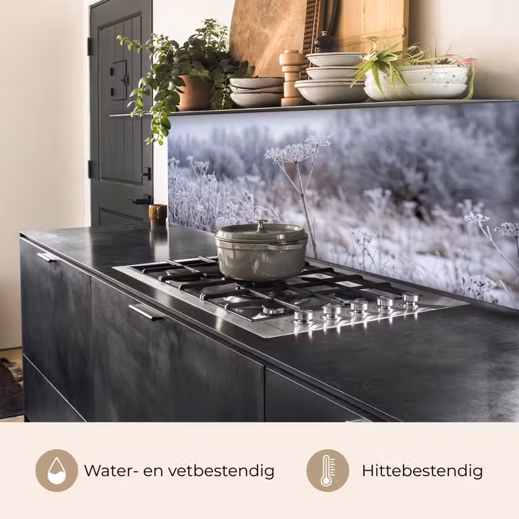 Keuken achterwand - Schermbloem - Rijp - Kristallen - Winter - Delicaat — 3