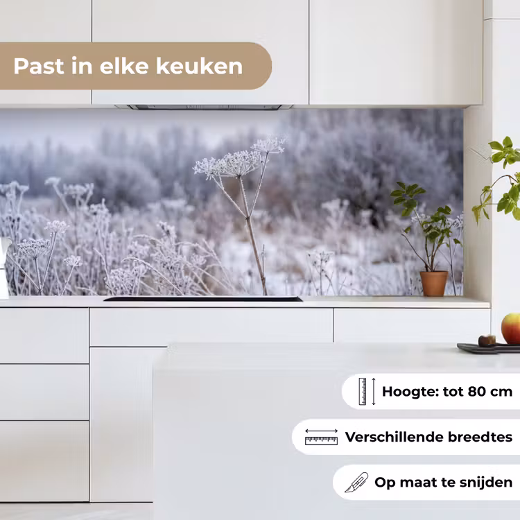Keuken achterwand - Schermbloem - Rijp - Kristallen - Winter - Delicaat — 4