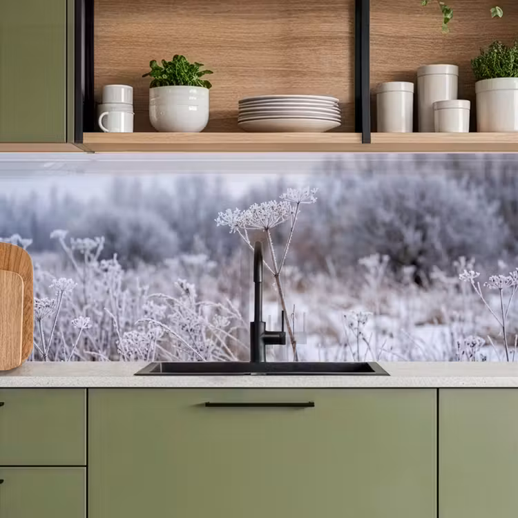Keuken achterwand - Schermbloem - Rijp - Kristallen - Winter - Delicaat — 5