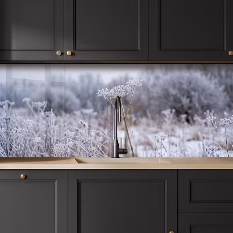 Keuken achterwand - Schermbloem - Rijp - Kristallen - Winter - Delicaat — 6