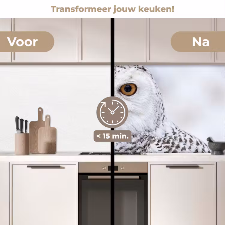 Keuken achterwand - Sneeuwuil - Oog - Wildlife - Wit — 2