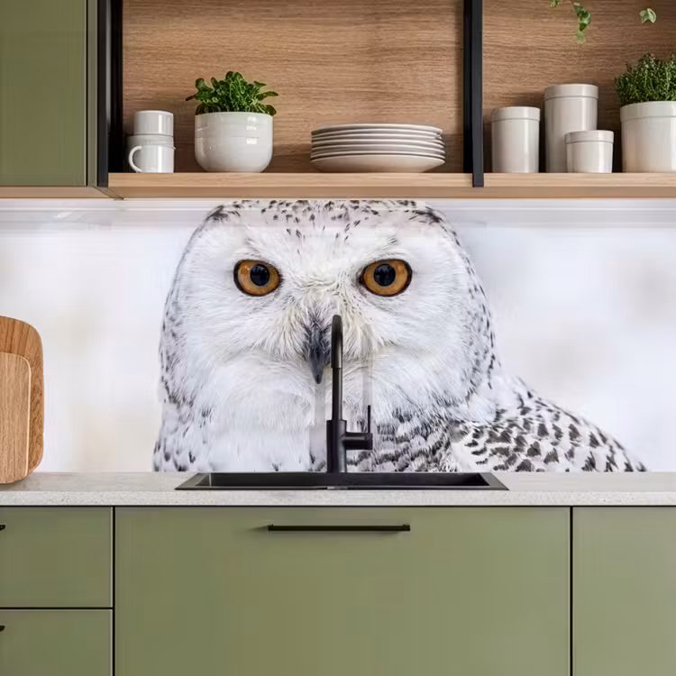 Keuken achterwand - Sneeuwuil - Oog - Wildlife - Wit — 5
