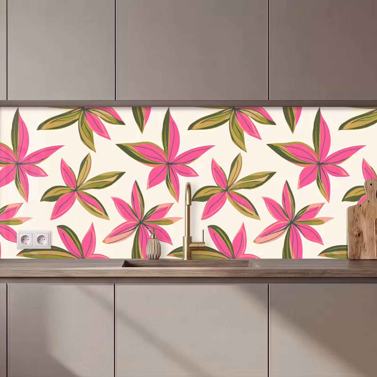 Keuken achterwand - Tropisch - Bloem - Roze — 1