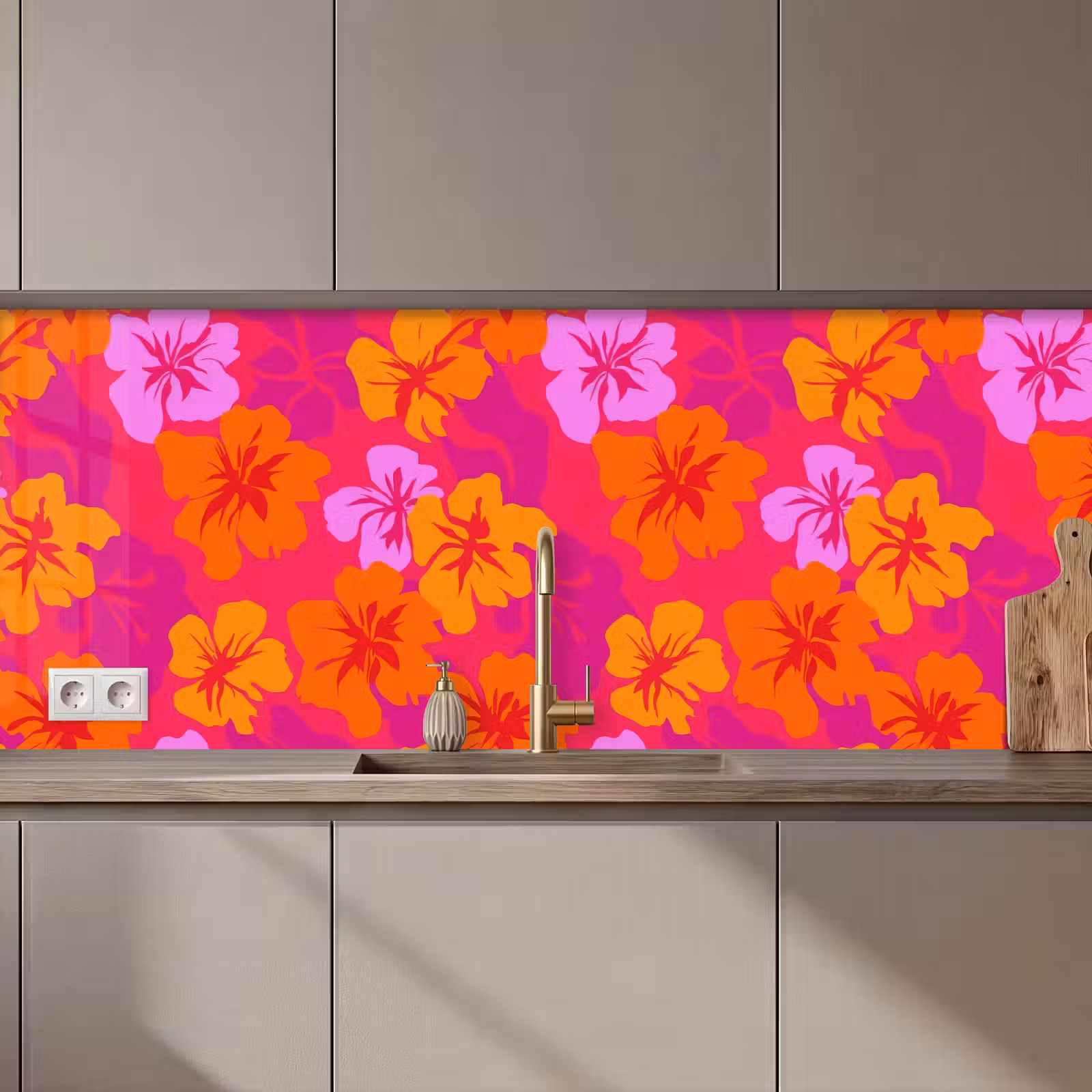 Keuken achterwand - Zomers - Hibiscus - Kleurrijk — 1