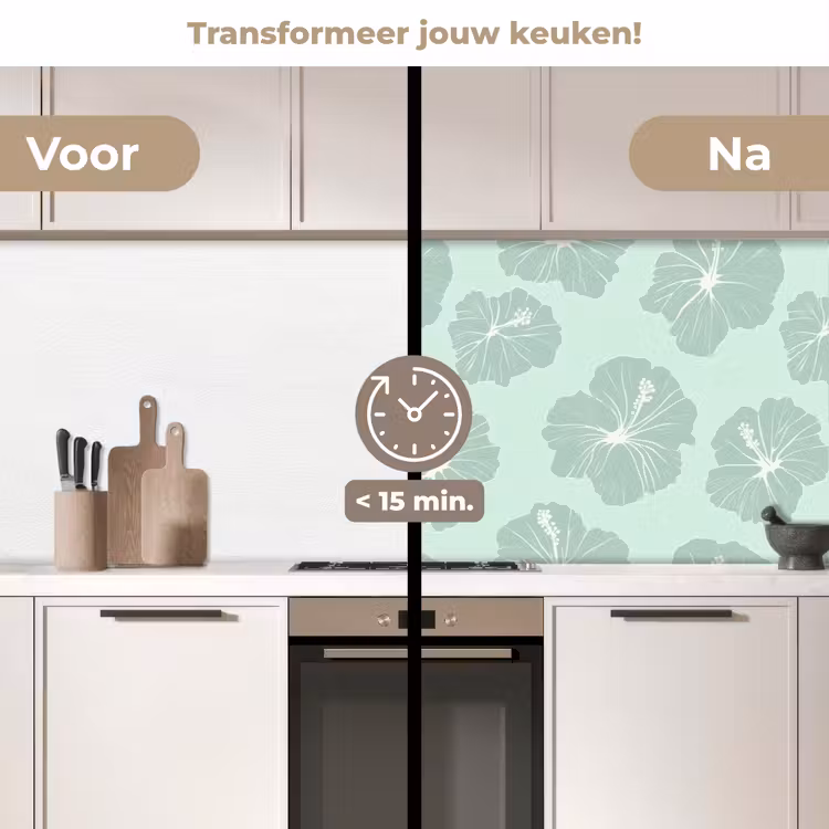 Keuken achterwand - Bloemen - Hibiscus - Mint — 2