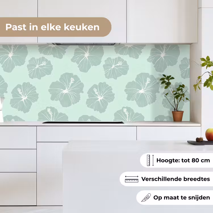 Keuken achterwand - Bloemen - Hibiscus - Mint — 4