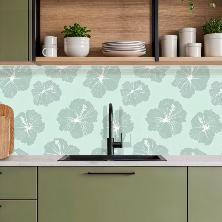 Keuken achterwand - Bloemen - Hibiscus - Mint — 5