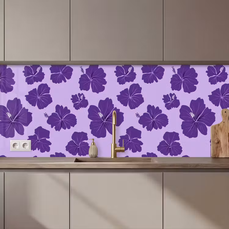 Keuken achterwand - Hibiscus - Bloemen - Paars — 1