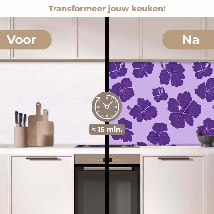 Keuken achterwand - Hibiscus - Bloemen - Paars — 2