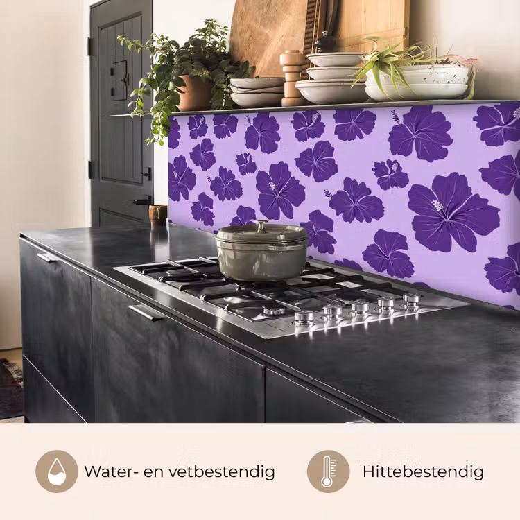 Keuken achterwand - Hibiscus - Bloemen - Paars — 3