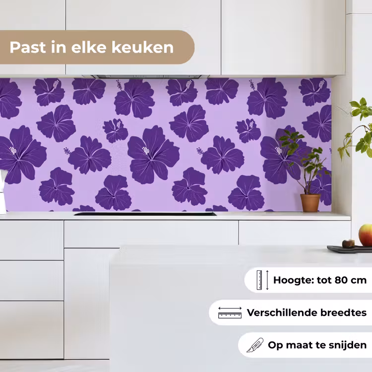 Keuken achterwand - Hibiscus - Bloemen - Paars — 4