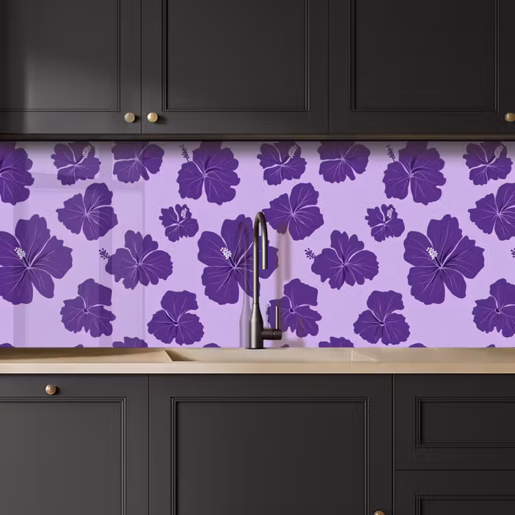 Keuken achterwand - Hibiscus - Bloemen - Paars — 6