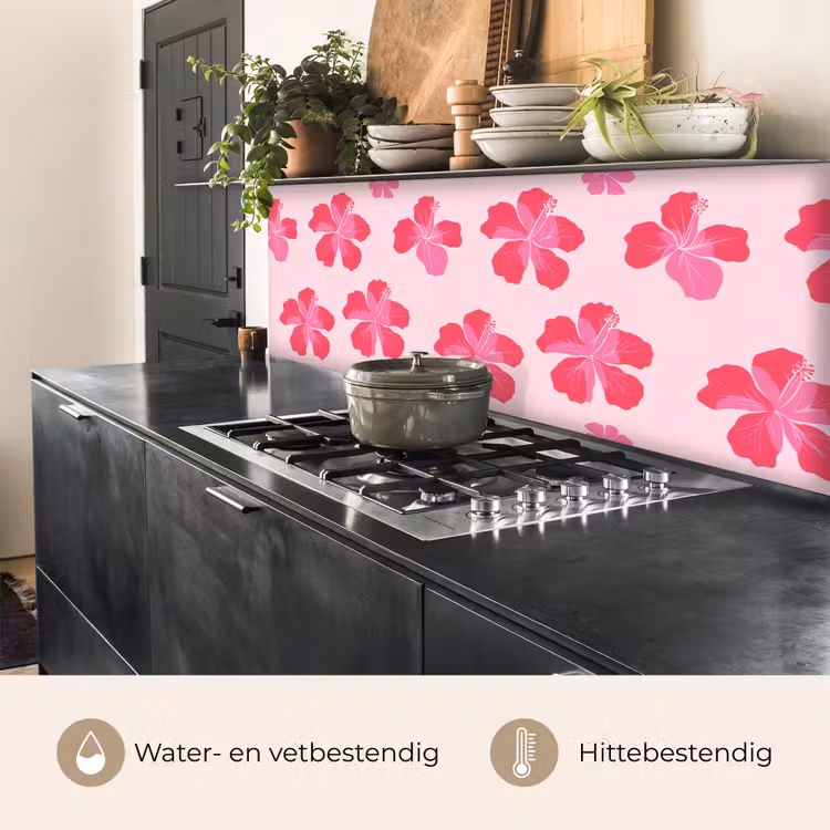 Keuken achterwand - Hibiscus - Bloemen - Roze — 3